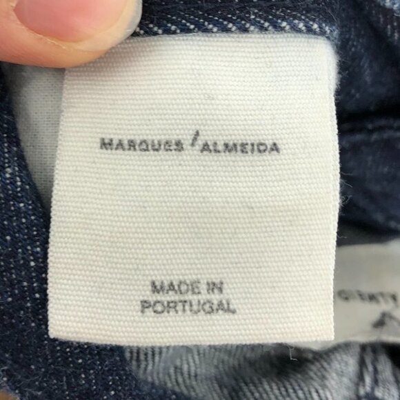 Marques Almeida Dark Wash loose leg raw hem 5 pocket jeans size 8 - Picture 9 of 13